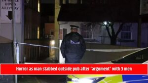 Horror as man stabbed outside pub after 'argument' with 3 men