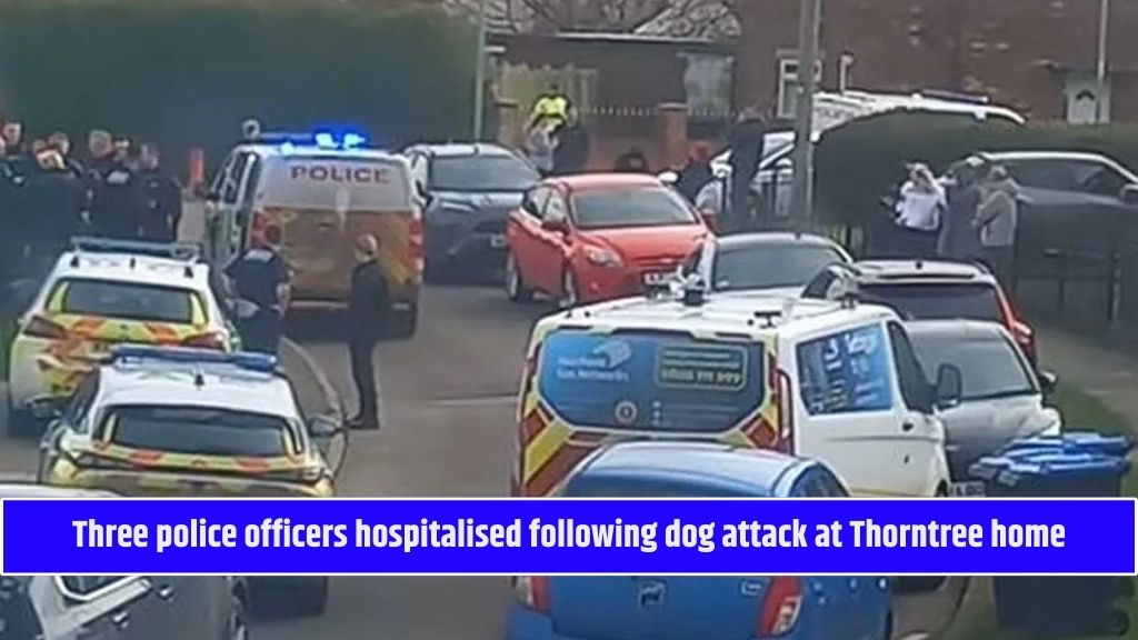 Three police officers hospitalised following dog attack at Thorntree home